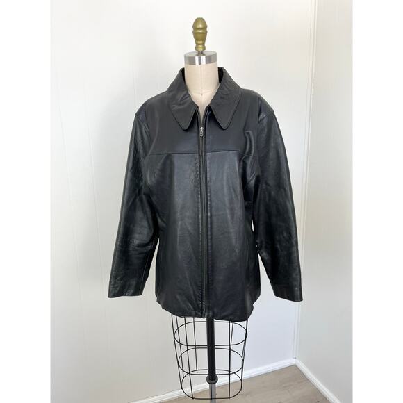 Vintage 90s Y2K Wilsons Maxima Black Leather Jacket XL Matrix Cyber Goth Grunge - Picture 2 of 16